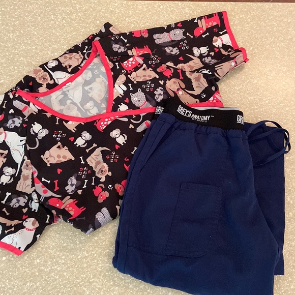 Grey's Anatomy Other - Women’s Size S Blue Grey’s Anatomy Scrub Pants and a black and Pink Scrub top